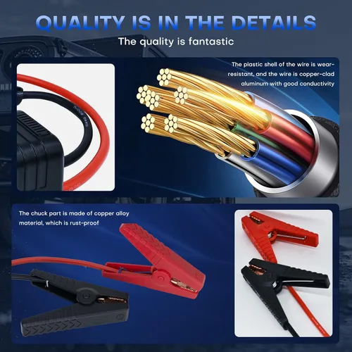 Vista 6 de Pinzas de arranque inteligentes EC5, cables de arranque automotriz de alta resistencia EC5, reemplazo de pinzas de cocodrilo con pantalla LCD