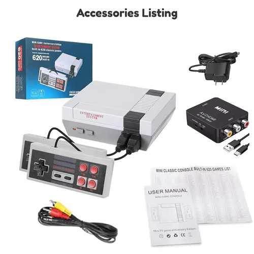 Vista 8 de Retro Classic Game ConsoleClassic Video Games System Built-in 620 Games and 2 Classic Edition ControllersAv and HDMI Output Plug and PlayRetro Toys