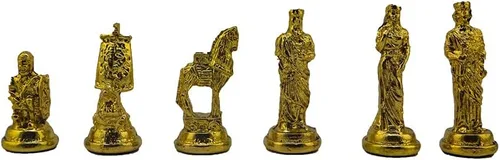 Vista 5 de Figuras históricas de Troy-Spartan - Juego de ajedrez de metal para adultos, piezas frescas hechas a mano y tablero de ajedrez de madera maciza Rosa