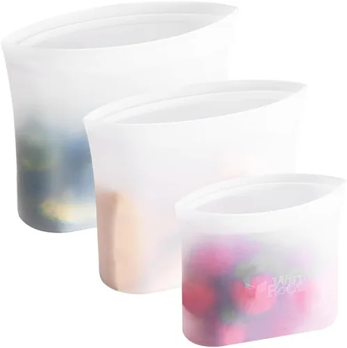 Vista 9 de Winrock Bolsa de almacenamiento de alimentos de silicona reutilizable, para microondas, horno, nevera, congelador y recipientes sellados