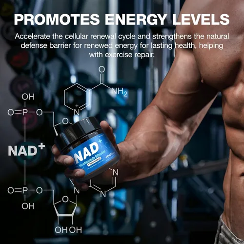 Vista 6 de Suplemento NAD+ - NAD nicotinamida ribósido resveratrol, suplemento liposomal NAD+ 1000mg para mujeres y hombres - Envejecimiento saludable, energía