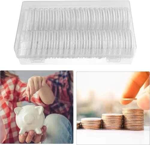Vista 8 de Ciieeo Caja de monedas Mini contenedores de plástico Monedas de plástico Kickstand Estuche de 2.008 in Caja de almacenamiento de monedas Cápsula