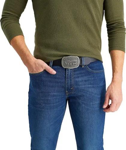 Vista 6 de Levi's Cinturón de jeans para hombre con hebilla de logotipo extraíble, Negro