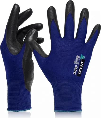 Vista 8 de DEX FIT Prime - Guantes de trabajo de nitrilo FN331, ajuste cómodo 3D, agarre antideslizante, duraderos, delgados, ligeros y frescos, compatibles