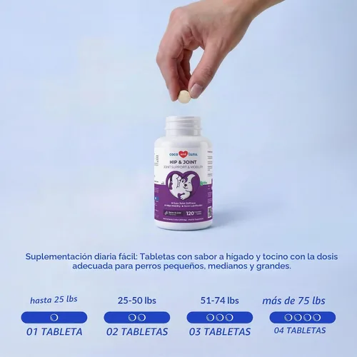 Vista 6 de Suplemento de cadera y articulaciones para perros, glucosamina, MSM y condroitina, 120