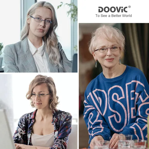 Vista 2 de DOOViC - 3 por paquete, lentes de lectura sin montura para mujer, ligeros y elegantes con bloqueo de luz azul, bordes tintados/bisagra de resorte