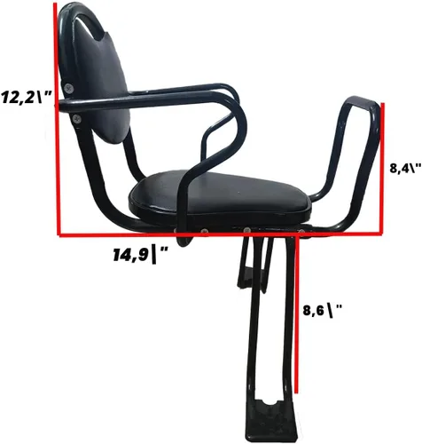 Vista 2 de Asiento trasero de bicicleta para niños, asiento trasero de bicicleta para niños, asiento trasero de bicicleta con reposabrazos, pedales y arnés