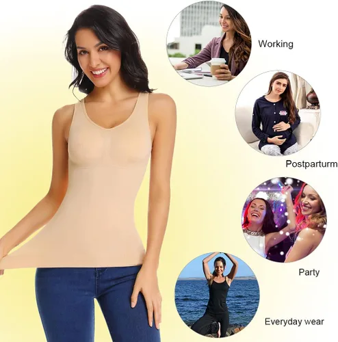 Vista 4 de JOYSHAPER Sujetador acolchado para mujer, con control de abdomen, sin costuras, de compresión, moldeador de cuerpo
