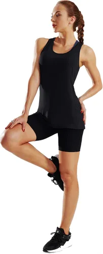 Vista 6 de Neleus camiseta sin mangas para mujer con espalda cruzada para yoga.