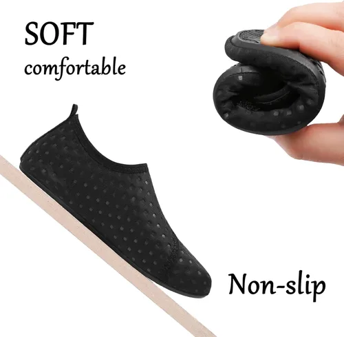 Vista 5 de Scurtain - Zapatos acuáticos para niños, calcetines acuáticos de secado rápido con sensación de pies descalzos para niños, niñas y bebés con suela