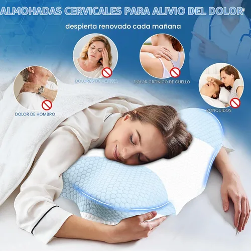 Vista 6 de Almohadas cervicales para el cuello con espuma viscoelástica, almohadas cervicales para aliviar el dolor, almohadas de espuma viscoelástica de rojo