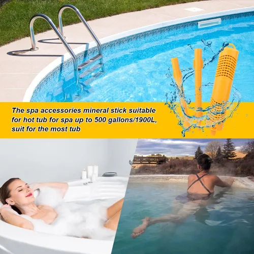 Vista 4 de Piezas de barra mineral de spa, barra mineral con filtro de spa para bañera de hidromasaje, dura 4 meses, barra mineral para piscina para filtro