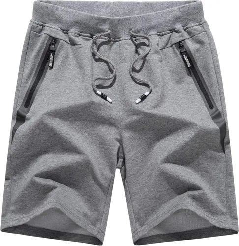 Vista 2 de CRYSULLY Pantalones cortos de algodón para hombre con bolsillos con cremallera