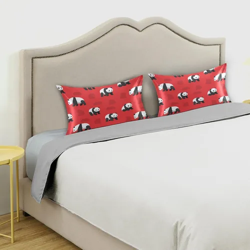 Vista 5 de Blueangle Bear Panda - Funda de almohada de satén para cabello y piel, tamaño estándar (20 x 26 pulgadas), fundas de almohada de satén con cierre