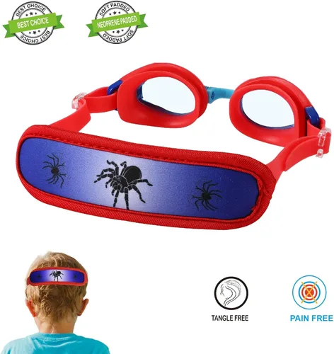 Vista 3 de Gafas de natación para niños de 2 a 6 años, gafas para niños sin jalar el cabello, gafas para niños con banda para la cabeza acolchada