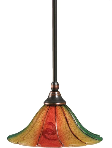 Vista 72 de Toltec Lighting Tallo Colgado Mini colgante, acabado de cobre negro, 3.5" cuadrado humo burbuja vidrio