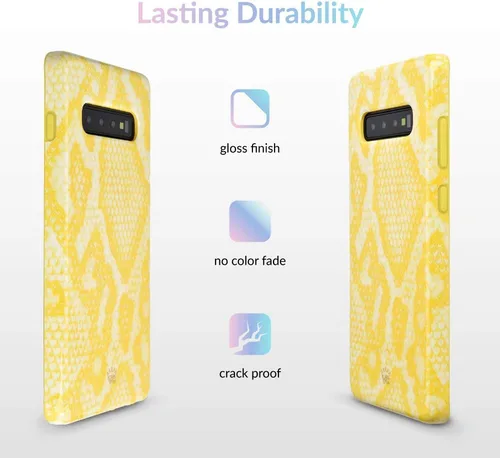 Vista 4 de VELVET CAVIAR Funda compatible con Samsung Galaxy S10 Plus, bonitas fundas protectoras para niñas y mujeres (piel de serpiente amarilla)