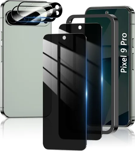 Vista 9 de [Paquete de 2+2] Protector de pantalla de privacidad para Google Pixel 6A [6.1 pulgadas] con protector de lente de cámara, vidrio templado