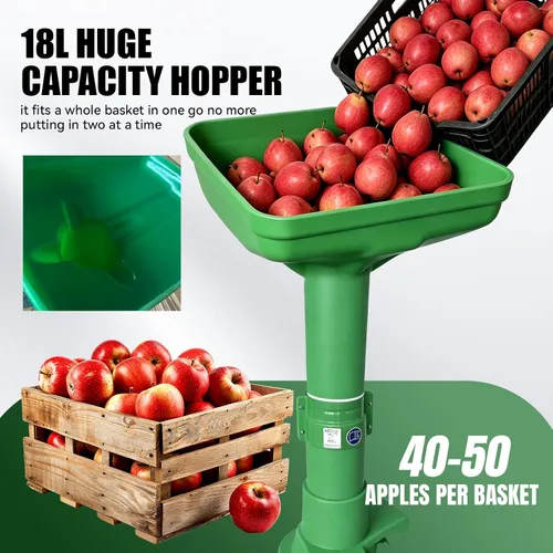 Vista 5 de SQUEEZE master Trituradora eléctrica de manzana, trituradora y rascador de frutas de acero inoxidable resistente, trituradora de frutas de gran