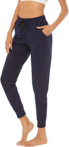 Vista 4 de AvaCostume Pantalones deportivos ligeros de algodón para mujer, pantalones deportivos de yoga, pantalones casuales con bolsillos