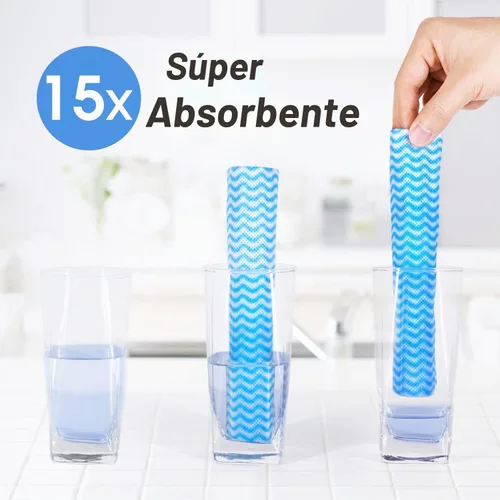 Vista 4 de Paños de limpieza reutilizables, toallas de papel para platos, toallas de limpieza doméstica, paños multiusos de secado rápido, paños de cocina