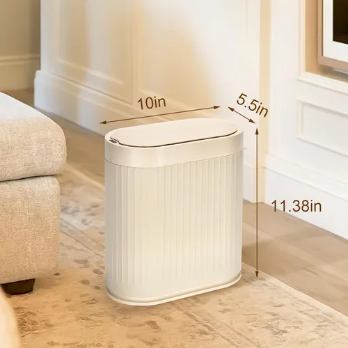 Vista 2 de SYNCVIBE Basurero de baño con tapa, cubo de basura automático con sensor de 2 galones, cubo de basura inteligente de 7.5 litros, sensor