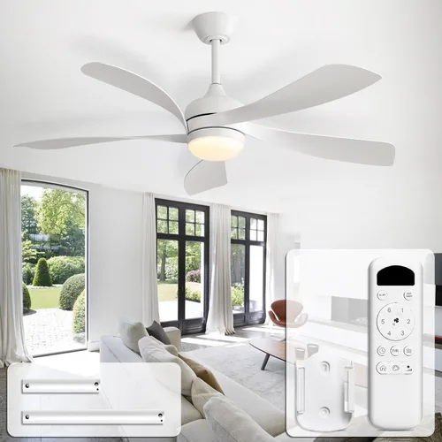 Vista 14 de CACI Mall Ventilador de techo inteligente de 52 pulgadas con luces, control remoto, compatible con Alexa/Google/App, 5 cuchillas, iluminación