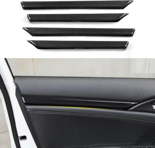 Vista 12 de Calcomanías de cubierta de altavoz de pilar para Honda Civic 2016 2017 2018 2019 2020 2021 10ª generación Accesorios ABS fibra de carbono pegatinas