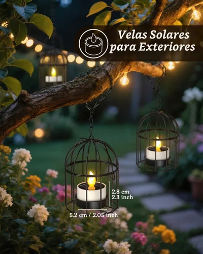 Vista 3 de SoulBay 6 velas de té de energía solar, velas para exteriores, sin llama, IP65, impermeables, recargables, con sensor de atardecer a amanecer