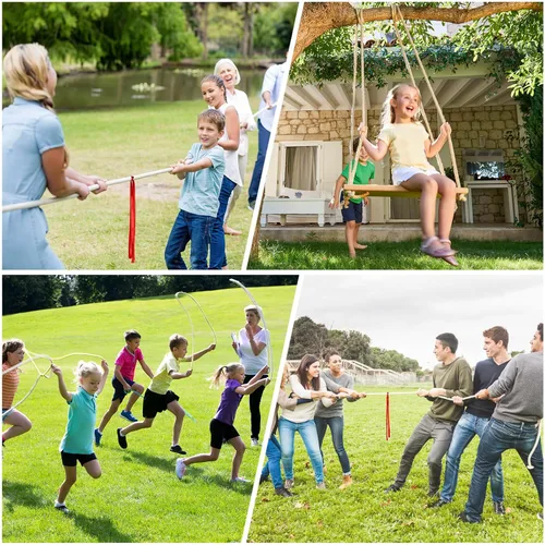 Vista 2 de NEBURORA Cuerda de tira y afloja de 20 pies para adultos, juegos al aire libre, día de campo, reunión familiar, verano, patio trasero, césped, Beige