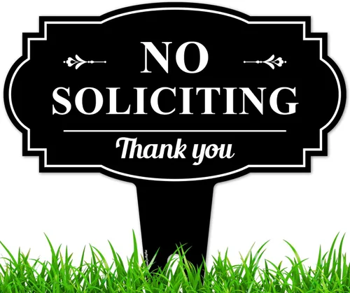 Vista 10 de Letrero de No Soliciting Yard (No Soliciting Yard Sign, No Solicitation In Ground de 11 x 11 pulgadas), ACM libre de óxido, resistente a
