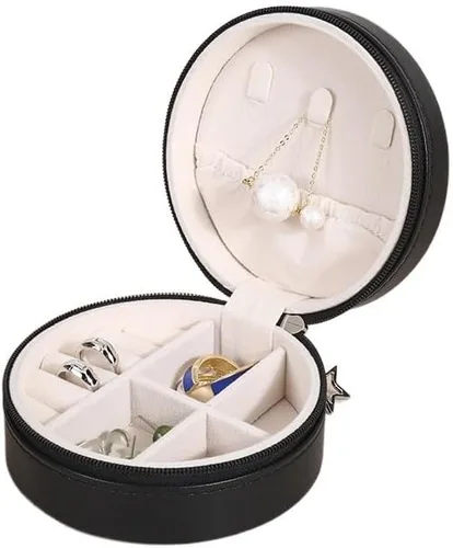 Vista 7 de joyero Caja De Almacenamiento De Joyas Portátil, Organizador De Viaje, Estuche De Joyería, Almacenamiento De Cuero, Pendientes, Collar, Anillo, 01