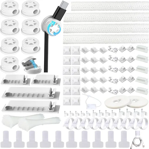 Vista 10 de ELII - Kit de gestión de cables de 328 piezas, 8 soportes magnéticos para cables, 69 clips para cables
