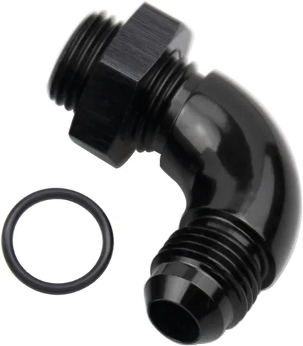 Vista 20 de 45 grados 4AN macho Flare a 4AN ORB puerto adaptador de flujo completo aluminio negro