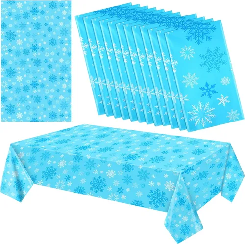 Vista 7 de Ganeen Mantel de plástico con flores azules, 12 unidades, diseño floral, vintage, desechable, rectangular, de plástico, 54 x 108 pulgadas