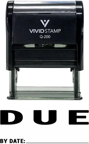 Vista 2 de DUE By Date Sello de goma autoentintado (tinta negra) - Grande Negro