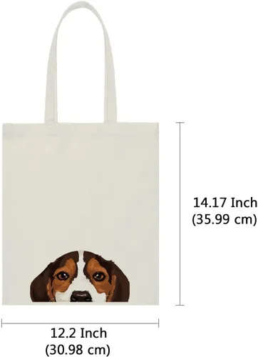 Vista 5 de WIRESTER Bolsa de lona para mujeres y niñas, bolsa de playa, comestibles y viajes, lindo perro