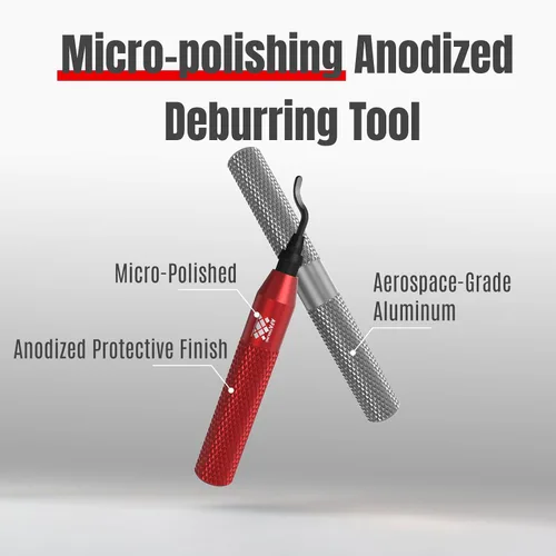 Vista 18 de AFA Tooling - Herramienta de desbarbado con 11 cuchillas HSS M2 - Mango de aluminio micropulido y anodizado con agarre moleteado de diamante - Ideal