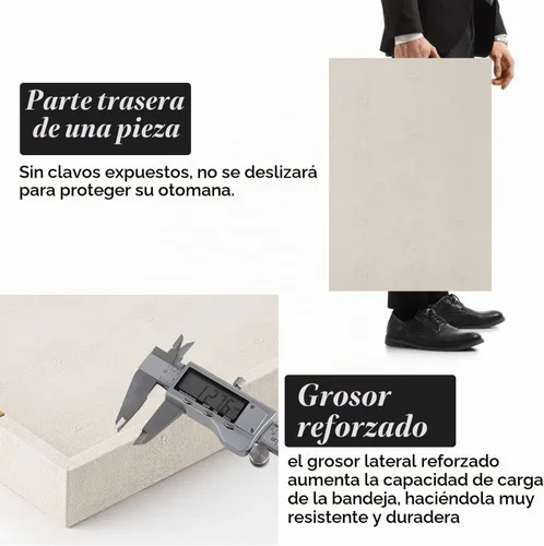 Vista 7 de Bandeja de servicio de piel sintética beige con asas, bandeja decorativa grande para mesa de café, otomana, sala de estar, baño, decoración del hogar