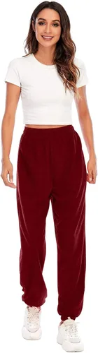 Vista 5 de Lastesso Pantalones deportivos de cintura alta para mujer, pantalones deportivos holgados con cintura elástica, pantalones de entrenamiento