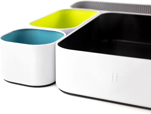 Vista 10 de Organizador de cajones Seattle Three by Three Deep 2" food-safe colorful metal bins; soft non-scratch base; kitchen, vanity, bathroom & office