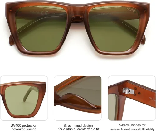 Vista 12 de SOJOS Fashion Oversized Square Cat Eye Polarized Sunglasses for Women Trendy Cateye Style Womens Sunglasses SJ2179