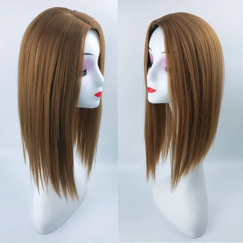 Vista 5 de YYDS, Mezcla natural Snythetic, para mujer, pérdida de cabello, parte derecha, de seda, con clip (rubio oscuro #27)