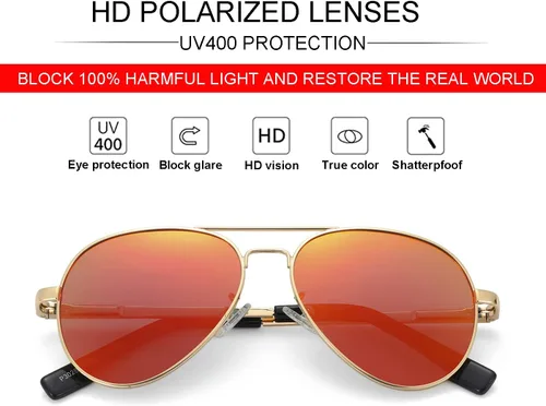 Vista 39 de Gafas de sol polarizadas de aviador pequeñas para niñas y niños de 4 a 16 años