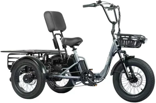 Vista 14 de Folding Electric Tricycle for Adults 2 Seater, 20MPH 100 Miles 4" Wide Fat Tire Electric Trike, 3 Wheel Electric Bike 1200W, 48V 20AH Battery