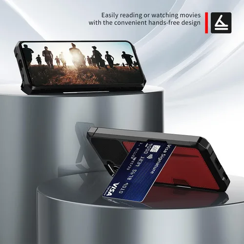 Vista 4 de Asuwish Funda de teléfono para Samsung Galaxy S21 Plus S21+ 5G con protector de pantalla de vidrio templado, soporte delgado para tarjeta