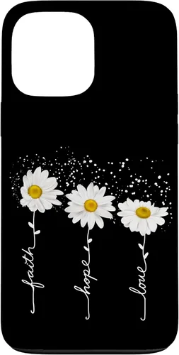 Vista 23 de Funda para iPhone 14 Pro Max Faith Hope Love para regalo, diseño de margaritas blancas