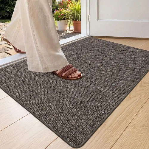 Vista 32 de Color&Geometry - Tapete para puerta delantera de 26 x 47 pulgadas, atrapador de suciedad con parte trasera de goma ultra antideslizante, perfil Caqui