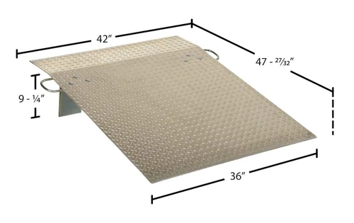 Vista 5 de Vestil A-3648 Placa de muelle para carretilla de mano, aluminio, 500-lb. Capacidad, 48" de largo, 36" de ancho utilizable, 1/4" de grosor