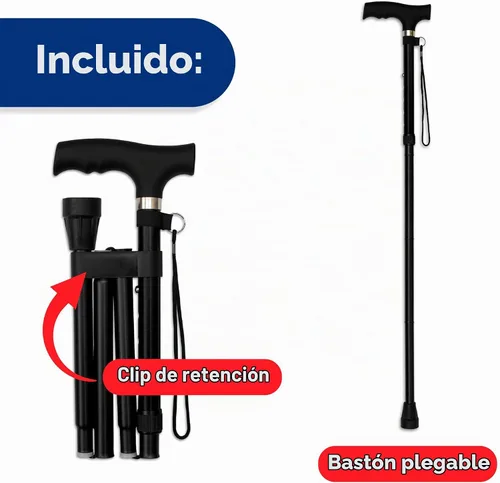 Vista 3 de RMS Bastón Plegable - Bastón de Caminar Plegable con Altura Ajustable - Plegable y Ligero - Mango Ergonómico Suave para Agarre Cómodo - Bastón